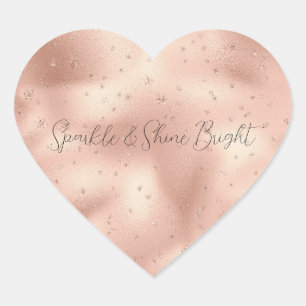Sticker Cœur Parties scintillant de verre rose pâle Flocon de n