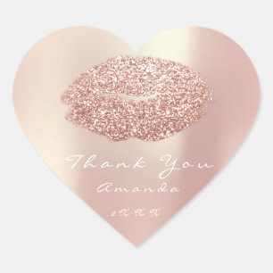Sticker Cœur Parties scintillant des lèvres Kiss Maquillage car