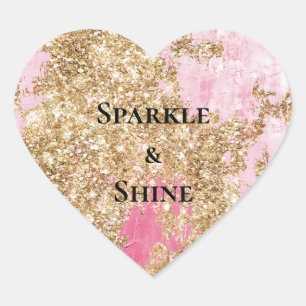 Sticker Cœur Parties scintillant d'or rose fille