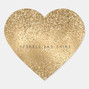 Sticker Cœur Parties scintillant Empreinte de léopard Gold Glam