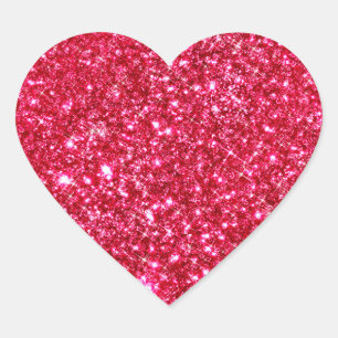 Sticker Cœur parties scintillant fuchsia rose chaud