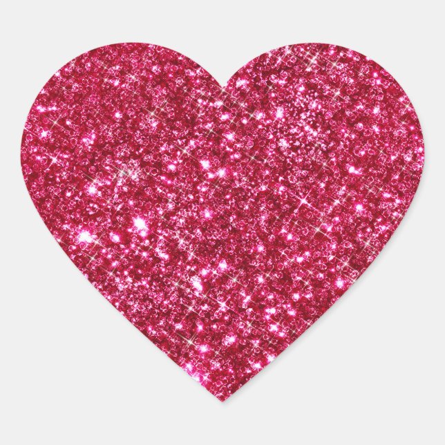 Sticker Cœur parties scintillant fuchsia rose chaud (Devant)