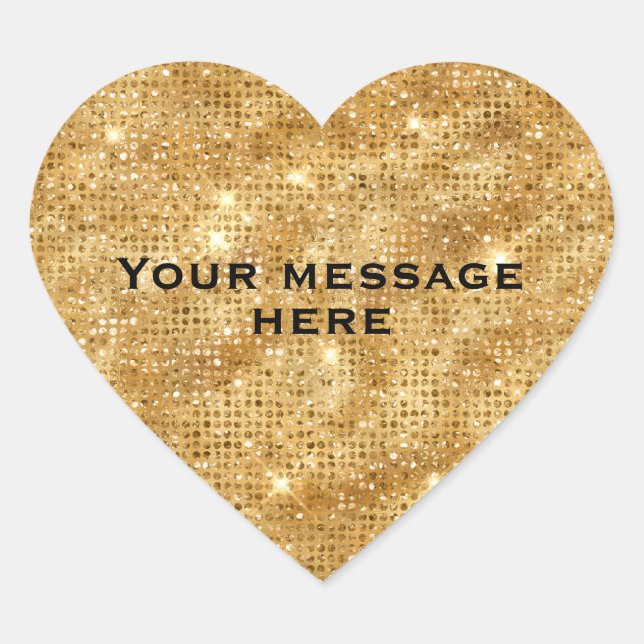 Sticker Cœur Parties scintillant Gold Ajouter votre propre text (Devant)