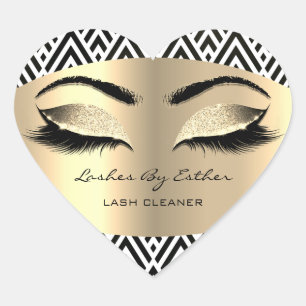 Sticker Cœur Parties scintillant Gold Lashes Par Nom Nettoyant 