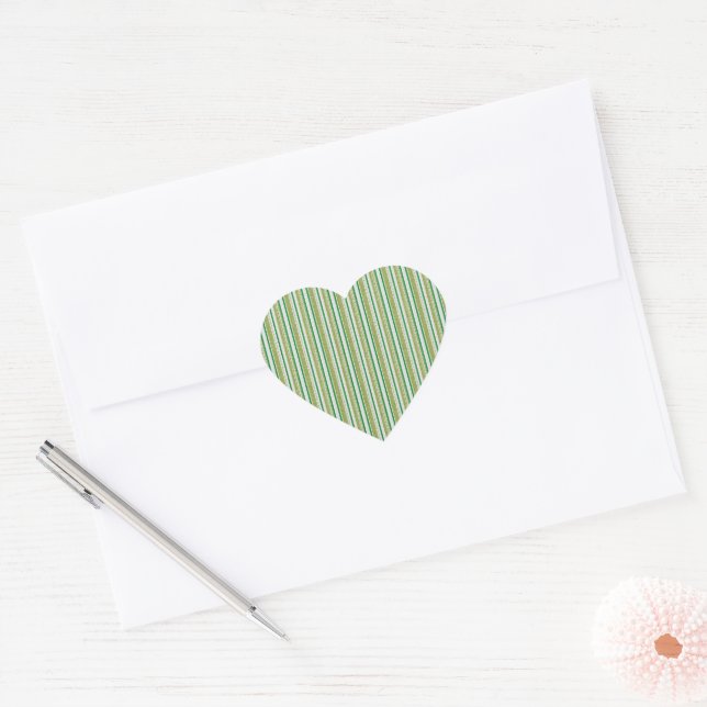 Sticker Cœur Parties scintillant Green Stripes (Enveloppe)