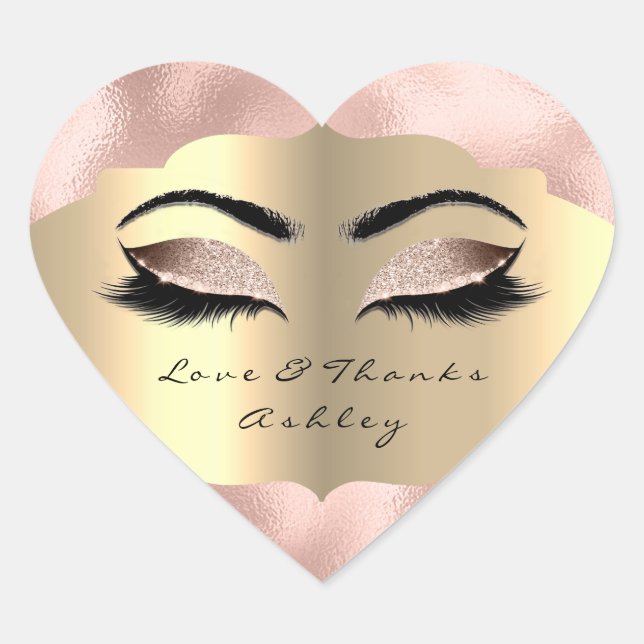 Sticker Cœur Parties scintillant métallique Gold Lash Eyes Love (Devant)