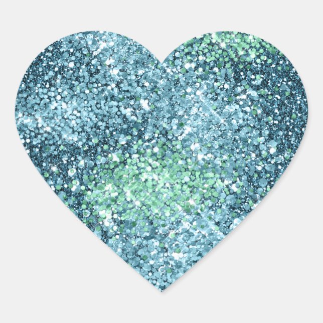 Sticker Cœur Parties scintillant Mint Turquoise Aqua Sparkle Me (Devant)