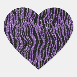 Sticker Cœur Parties scintillant noire violet Zebra Imprimer