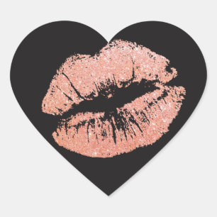 Sticker Cœur Parties scintillant romantique Lipstick Baisers
