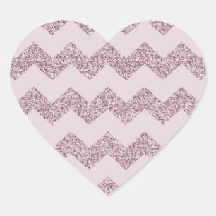 Sticker Cœur Parties scintillant rose Chevron Faux