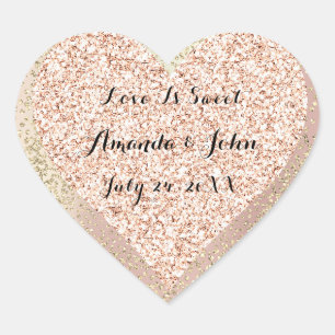 Sticker Cœur Parties scintillant Rose d'or Enregistrer La date