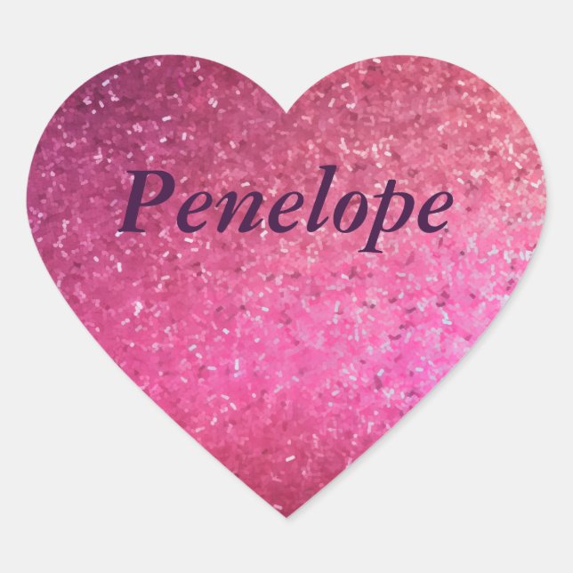 Sticker Cœur Parties scintillant rose Heart Girls Nom (Devant)