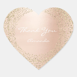Sticker Cœur Parties scintillant Rose or 16ème Nom Coeur nuptia