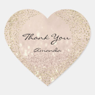 Sticker Cœur Parties scintillant Rose or Nom de la rose pâle M