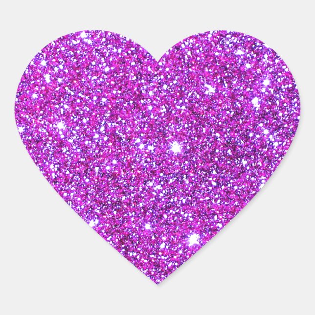 Sticker Cœur Parties scintillant rose violet brillant concepteu (Devant)