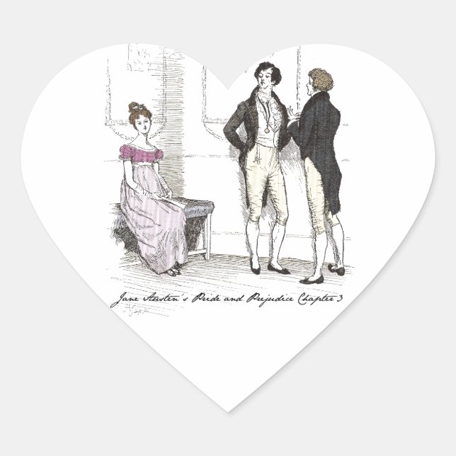 Sticker Cœur Pas Assez Belle, Jane Austen Fierté & Préjugés (Devant)