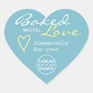 Sticker Cœur Pastel Bleu et Jaune Simple Made Loisir Logo Coeur