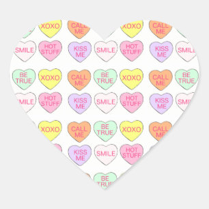 Sticker Cœur Pastel Coeurs de bonbons Conversation de la Saint-