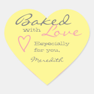 Sticker Cœur Pastel Jaune Rose Simple Fabriqué Amour Forme de c