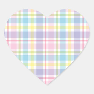 Sticker Cœur Pastel Plaid