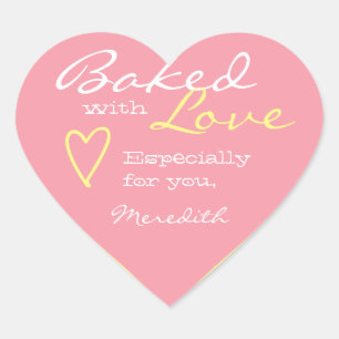 Sticker Cœur Pastel rose Jaune Simple Fabriqué Amour Forme coeu