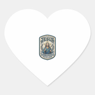 Sticker Cœur Patch brodé Jésus Regardez Patch brodé Jésus
