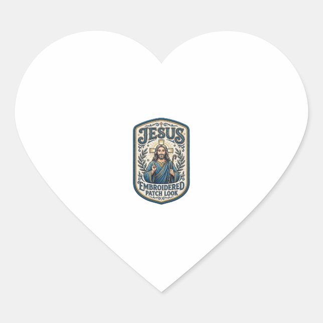 Sticker Cœur Patch brodé Jésus Regardez Patch brodé Jésus (Devant)