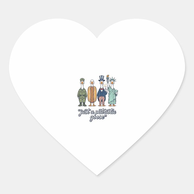 Sticker Cœur Patriotic Goose Lineup Vintage Vector Shirt_1 (Devant)