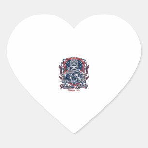 Sticker Cœur Patriotique 1776 Hors Route Crâne Monster Truck Lo