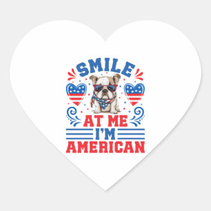 Sticker Cœur Patriotique Bulldog pour 4 juillet