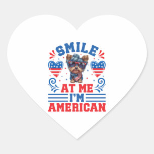 Sticker Cœur Patriotique Yorkshire Terrier Chien pour 4 juillet