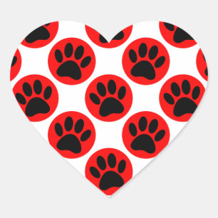 Sticker Cœur Patrouilles De Chien Noir En Pois Rouge