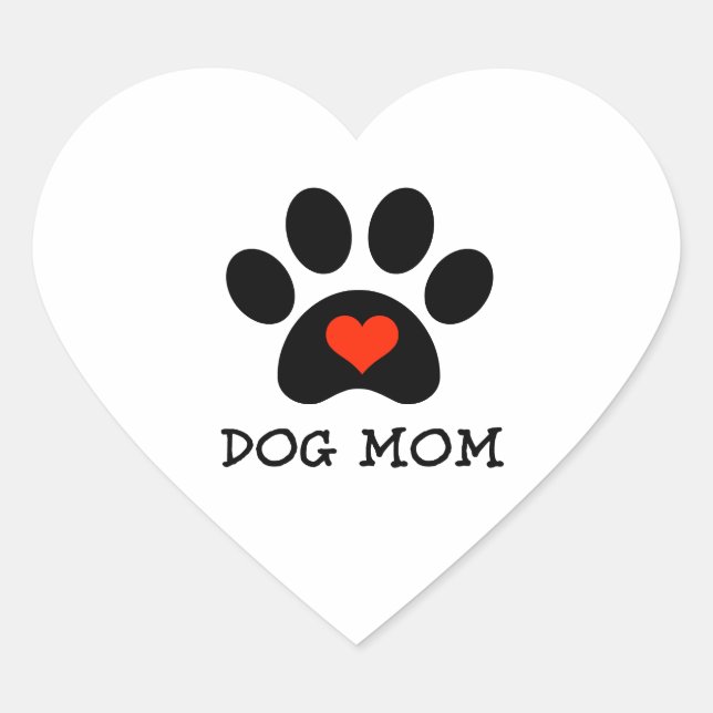 Sticker Cœur Pawprint Chien Maman (Devant)