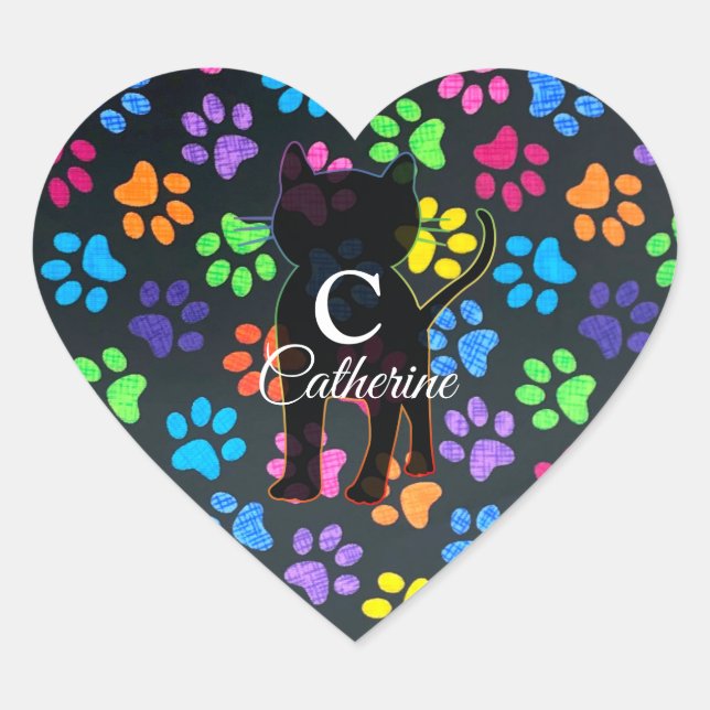 Sticker Cœur Paws colorés (Devant)