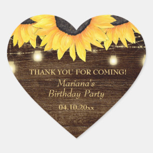 Sticker Cœur Pays Tournesol sur Bois Anniversaire