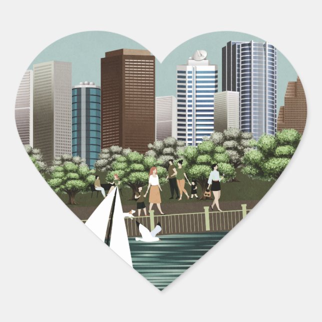 Sticker Cœur Paysage urbain (Devant)