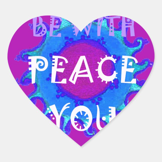 Sticker Cœur Peace Be With You Inspiration Print (Devant)