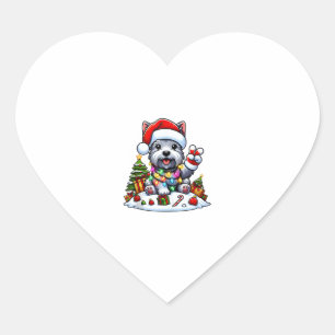 Sticker Cœur Peace Hand Scottish Terrier Christmas Lights Femme