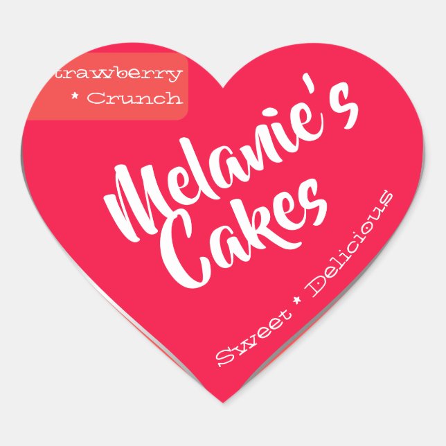 Sticker Cœur Peach Rose Blush Custom Bakery Emballage de gâteau (Devant)