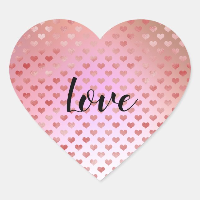 Sticker Cœur Peach rose Red Hearts Ombre (Devant)