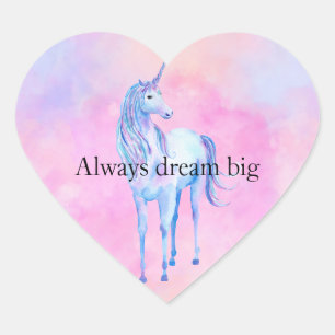 Sticker Cœur Peach rose violet licorne