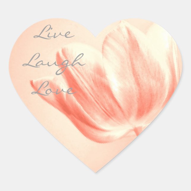 Sticker Cœur Peach Tulip Live, Lauder, Love (Devant)