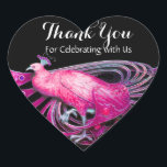 Sticker Cœur PEACOCK ÉLÉGANT EN ROSE, FUCHSIA, Merci NOIR<br><div class="desc">Design de bijoux Art Nouveau vintage.Développement graphique numérique moderne et Cool par Bulgan Lumini (c) .Facile à customiser avec votre propre texte comme une cérémonie mariage faire-part, cartes de place, sauver la date, merci, douches nuptiales, douches douces 16 anniversaires, douches fiançailles, ou à peu près tout événement que vous souhaitez!...</div>
