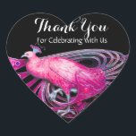 Sticker Cœur PEACOCK ÉLÉGANT EN ROSE, FUCHSIA, Merci NOIR<br><div class="desc">Design de bijoux Art Nouveau vintage.Développement graphique numérique moderne et Cool par Bulgan Lumini (c) .Facile à customiser avec votre propre texte comme une cérémonie mariage faire-part, cartes de place, sauver la date, merci, douches nuptiales, douches douces 16 anniversaires, douches fiançailles, ou à peu près tout événement que vous souhaitez!...</div>