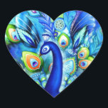 Sticker Cœur Peacock en pleine floraison<br><div class="desc">Tableau original d'Annya Kai. Pour les gravures signées,  visitez le site https://www.etsy.com/listing/117677845</div>