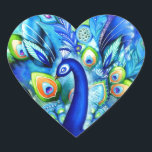 Sticker Cœur Peacock en pleine floraison<br><div class="desc">Tableau original d'Annya Kai. Pour les gravures signées,  visitez le site https://www.etsy.com/listing/117677845</div>