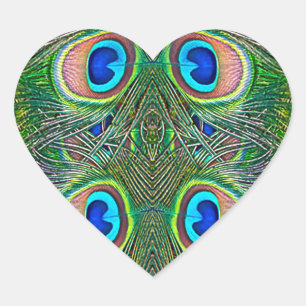 Sticker Cœur Peacock Feathers