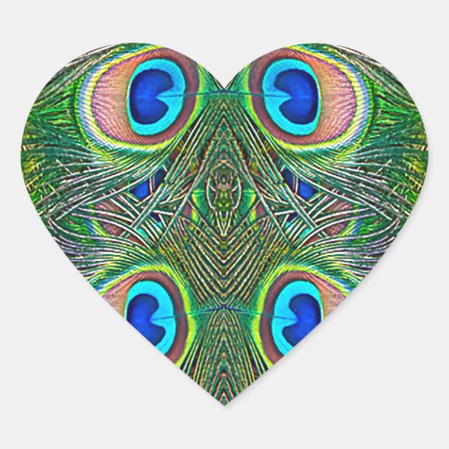 Sticker Cœur Peacock Feathers (Devant)