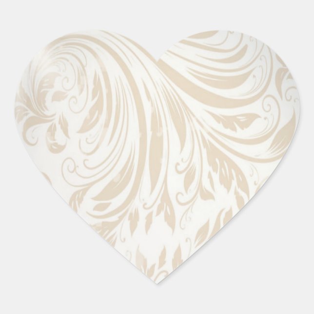 Sticker Cœur Pearl Blanc Formal Mariage damassé Favoriser (Devant)