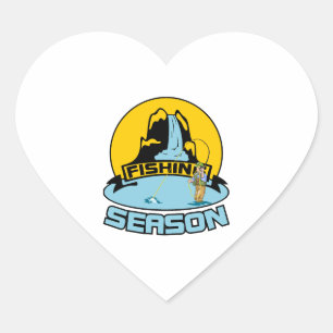 Sticker Cœur Pêche saison pêche - Pêche Anniversaire Cadeau